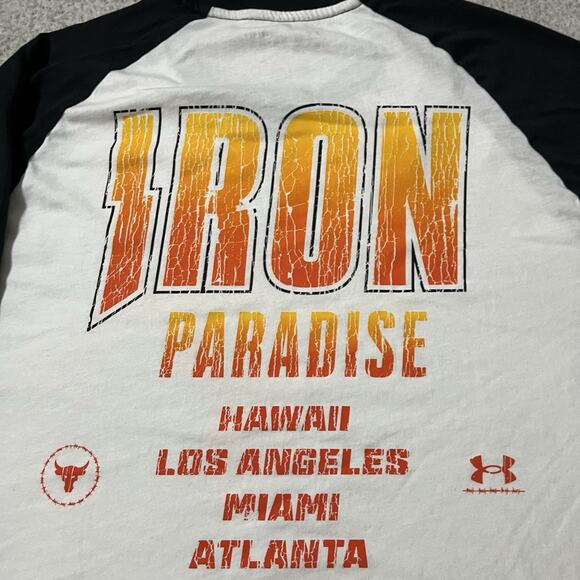 Under Armour Project Rock Shirt Mens L Raglan Baseball Iron Paradise 3/4 Sleeve - Picture 11 of 12